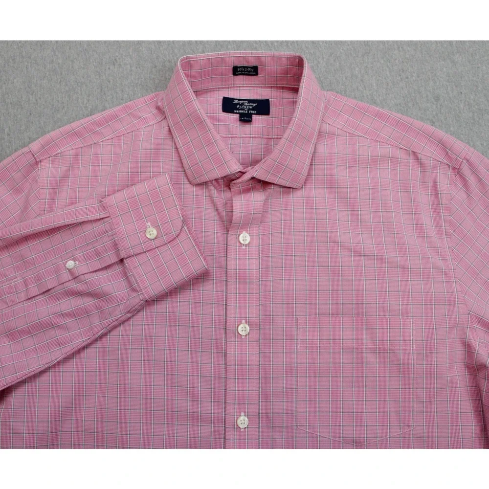 J Crew Shirt Mens L (16-16.5)‎ 100% Cotton Check Thompson Shirting 80's 2-Ply